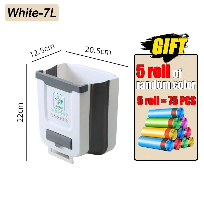 7L/10L Collapsible Wall Mounted Trash Can – Hanging for Kitchen