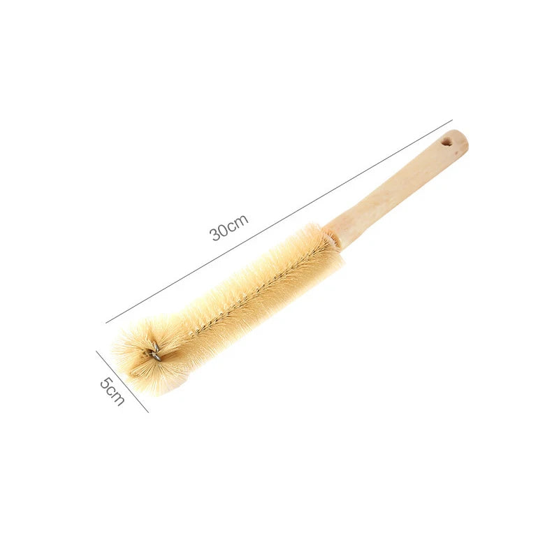 Wooden Long Handle Bottle Brush – Glass & Steel Scrubber Tool