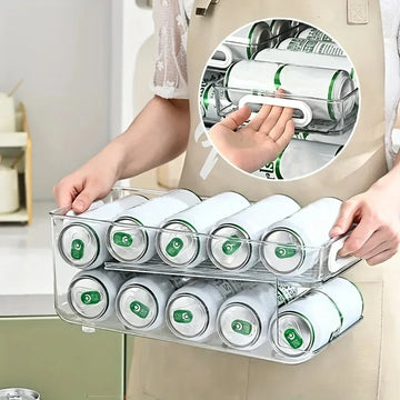 Stackable Soda Can Dispenser – Clear Fridge Drink Organizer Bin