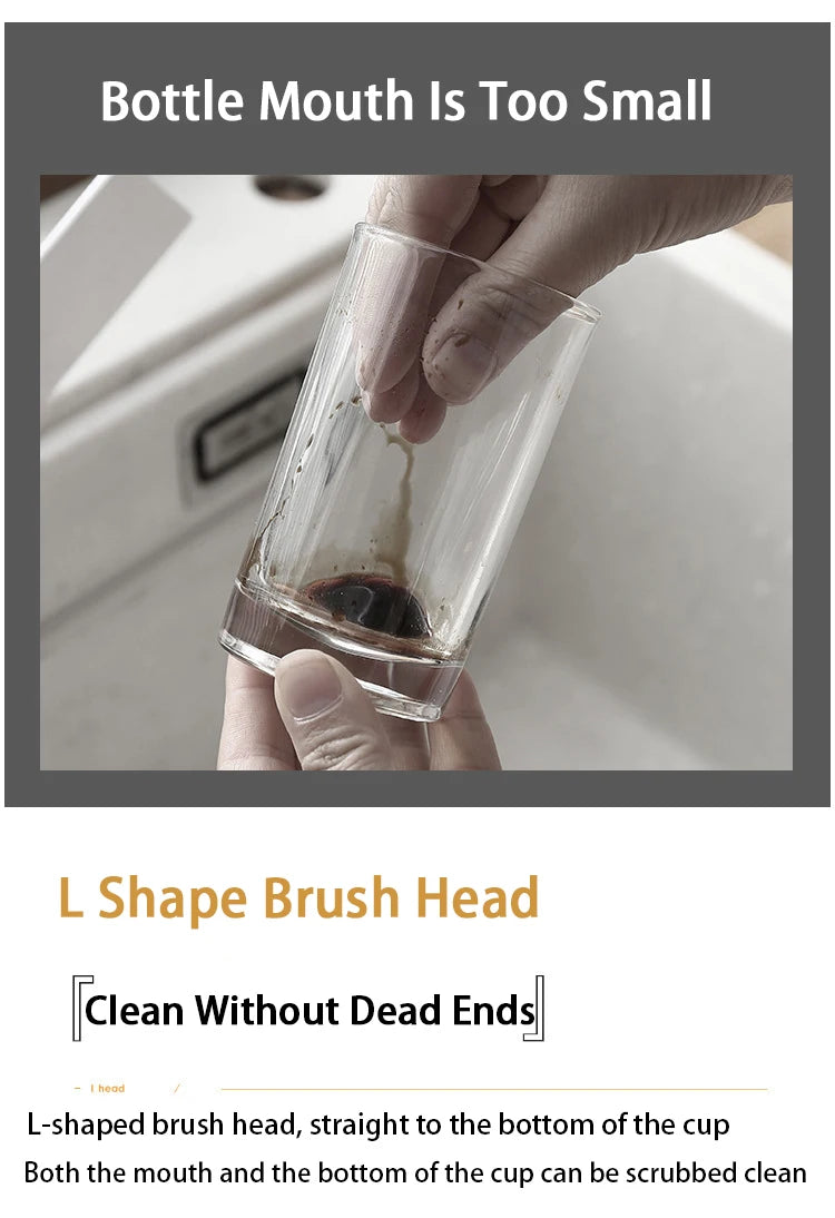 Wooden Long Handle Bottle Brush – Glass & Steel Scrubber Tool