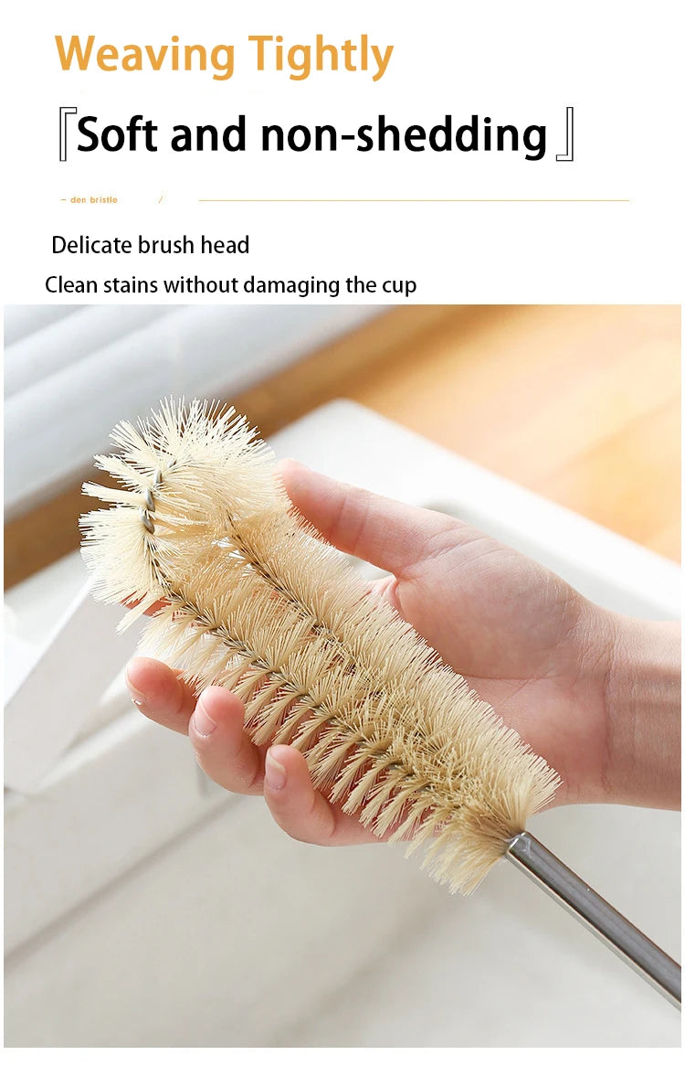 Wooden Long Handle Bottle Brush – Glass & Steel Scrubber Tool