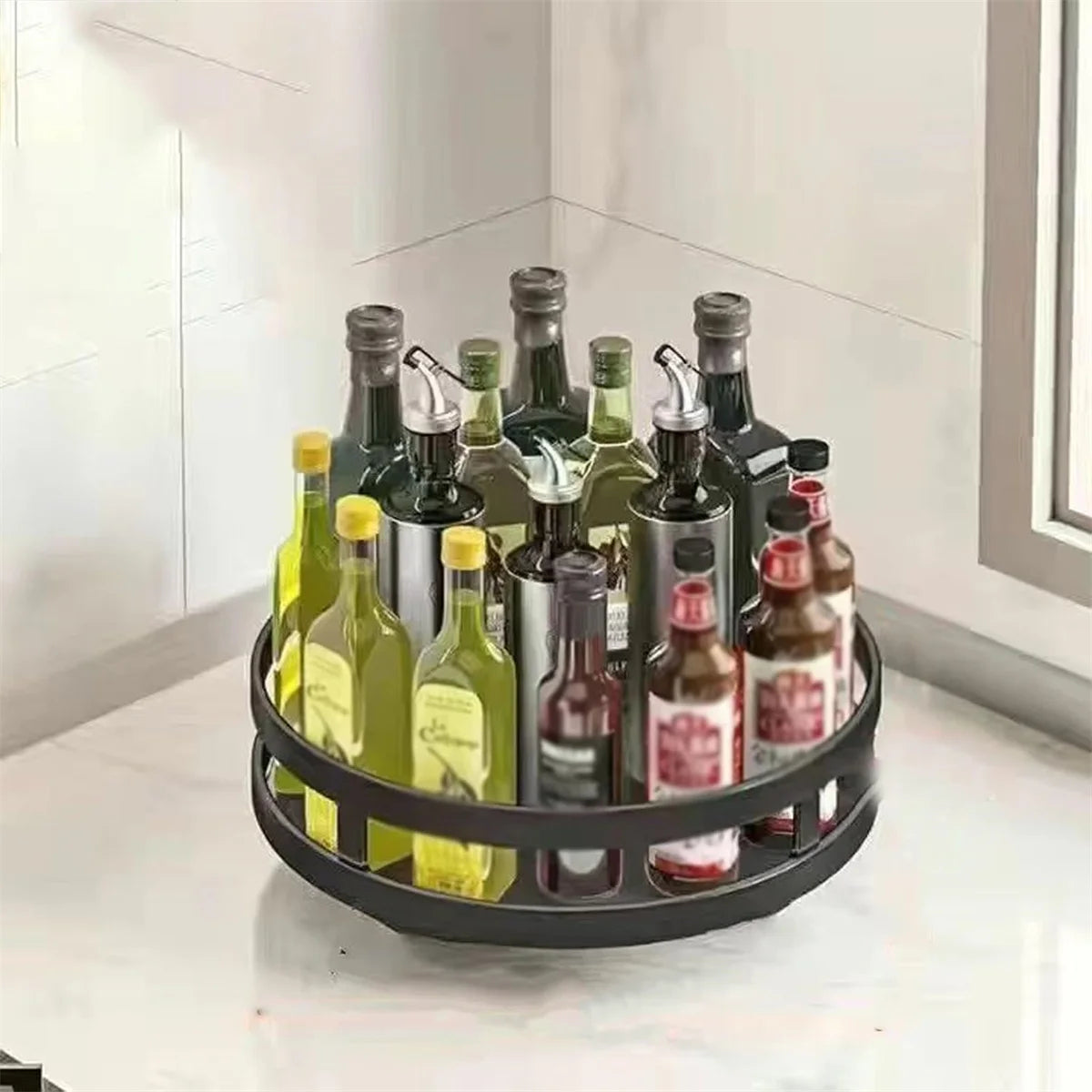 360° Rotatable Kitchen Spice Rack – Clean Storage Turntable Organizer