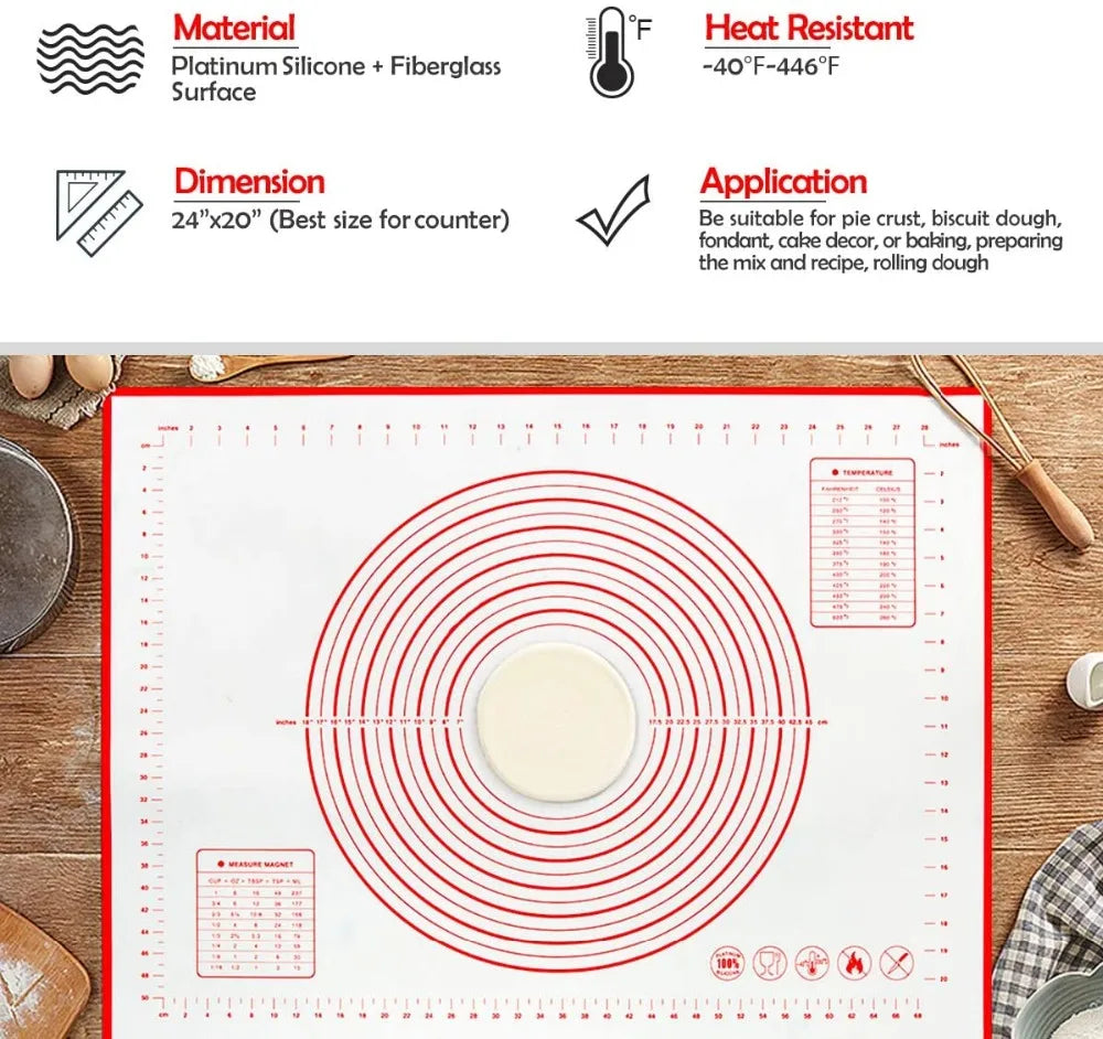 Silicone Baking Mat – Non-Stick Kneading Pad for Dough & Pizza