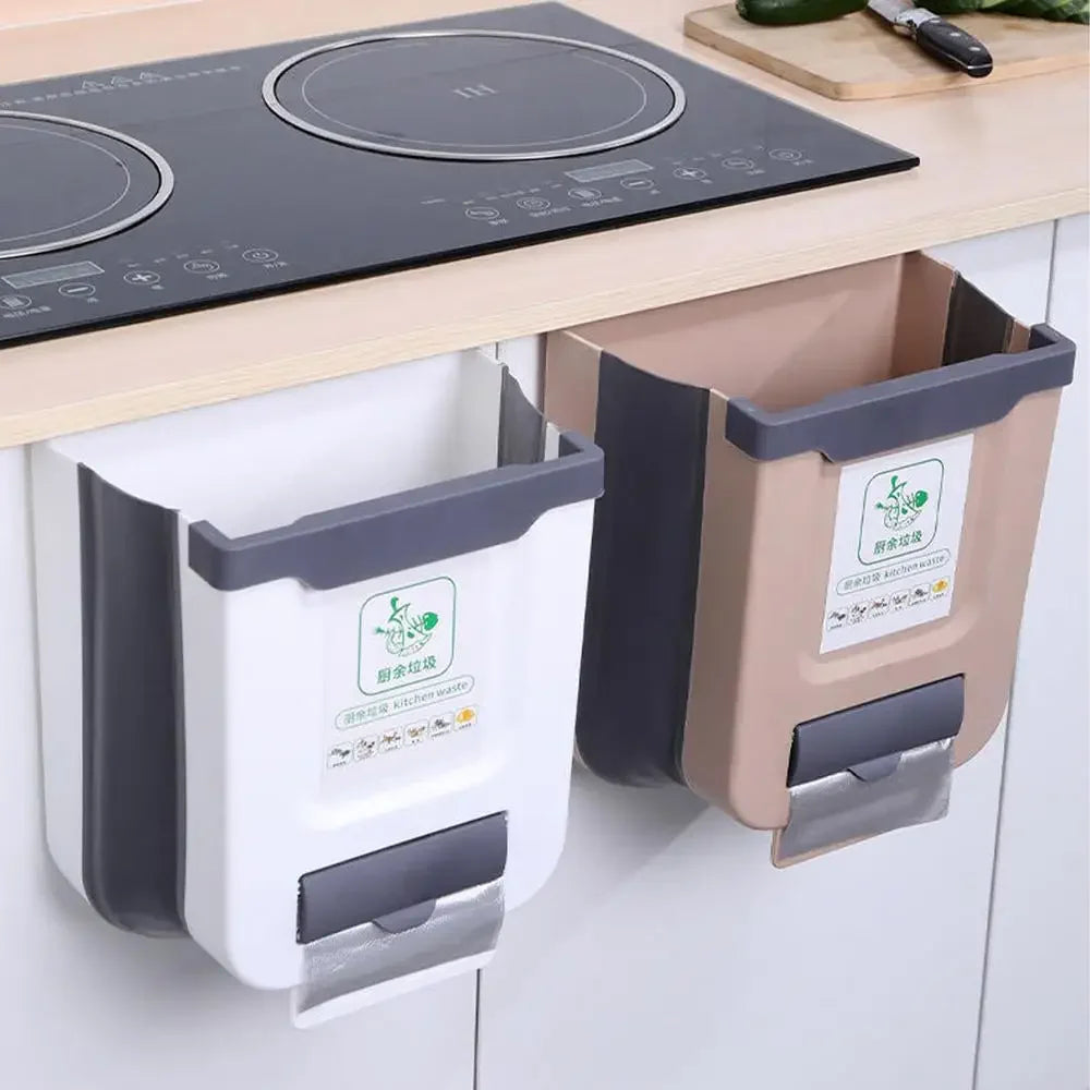 7L/10L Collapsible Wall Mounted Trash Can – Hanging for Kitchen