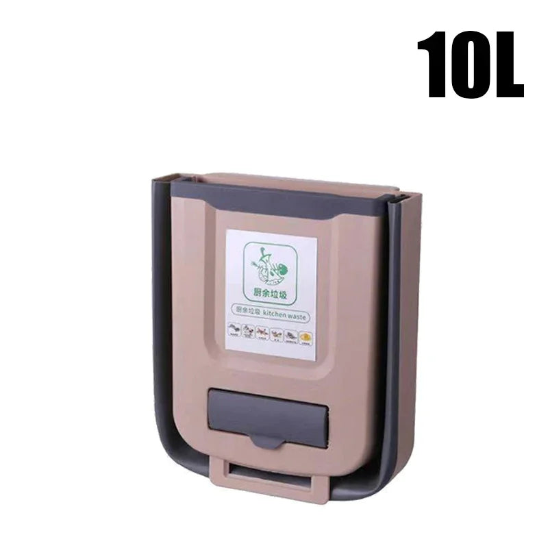 7L/10L Collapsible Wall Mounted Trash Can – Hanging for Kitchen