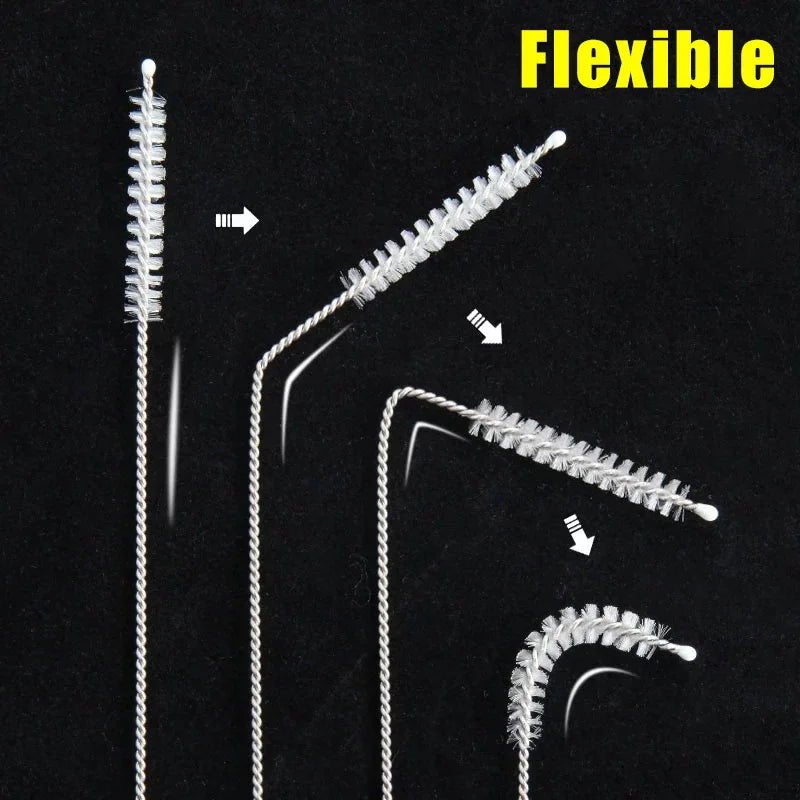 Straw Cleaning Brush Kit – Nylon & Steel Long Brushes for Bottles