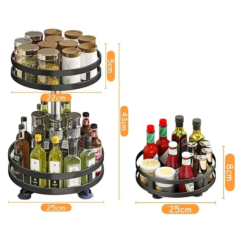 360° Rotatable Kitchen Spice Rack – Clean Storage Turntable Organizer