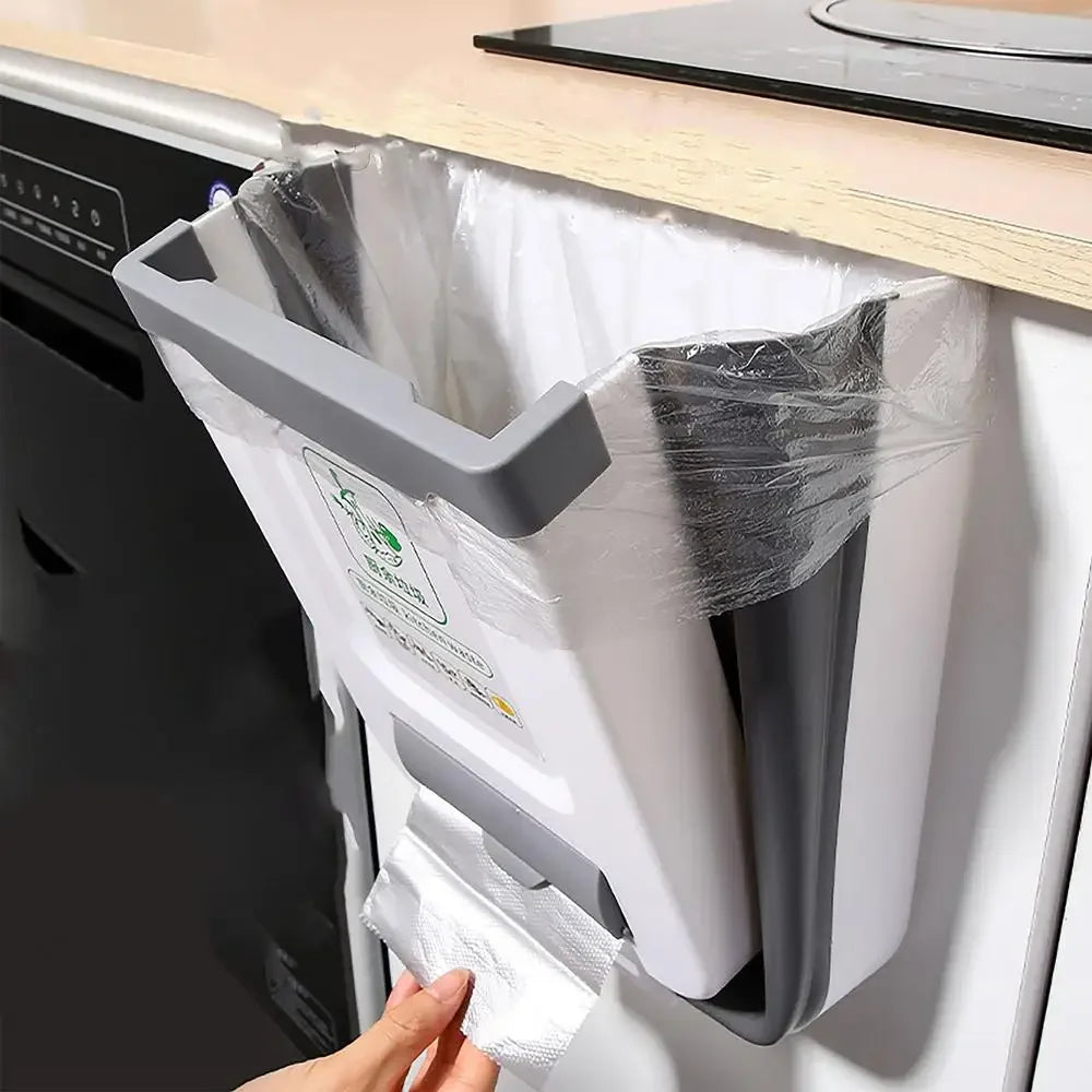 7L/10L Collapsible Wall Mounted Trash Can – Hanging for Kitchen