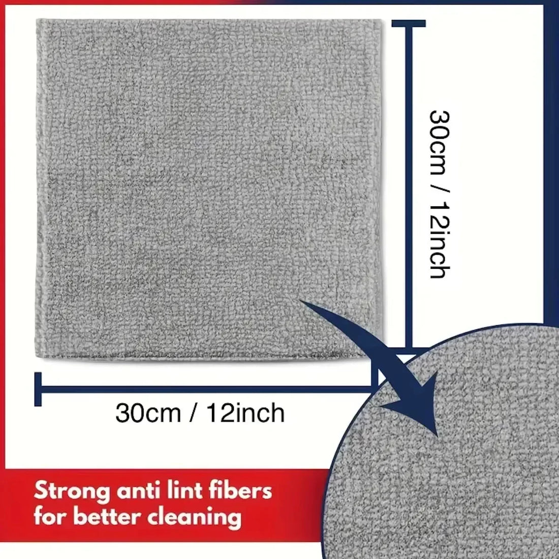 5pk Microfiber Cleaning Cloth 30x30cm – Absorbent Reusable Towel