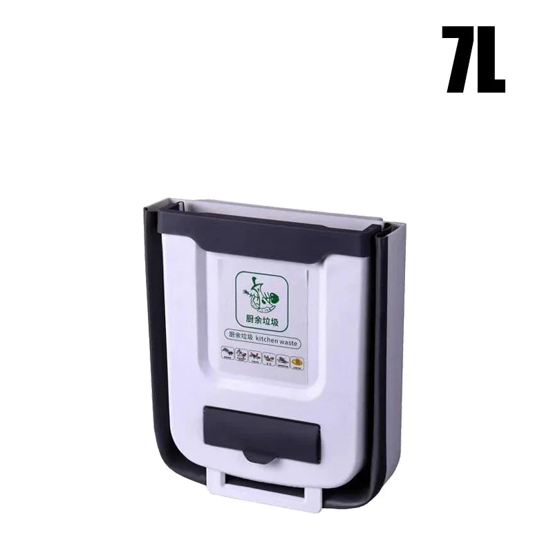 7L/10L Collapsible Wall Mounted Trash Can – Hanging for Kitchen