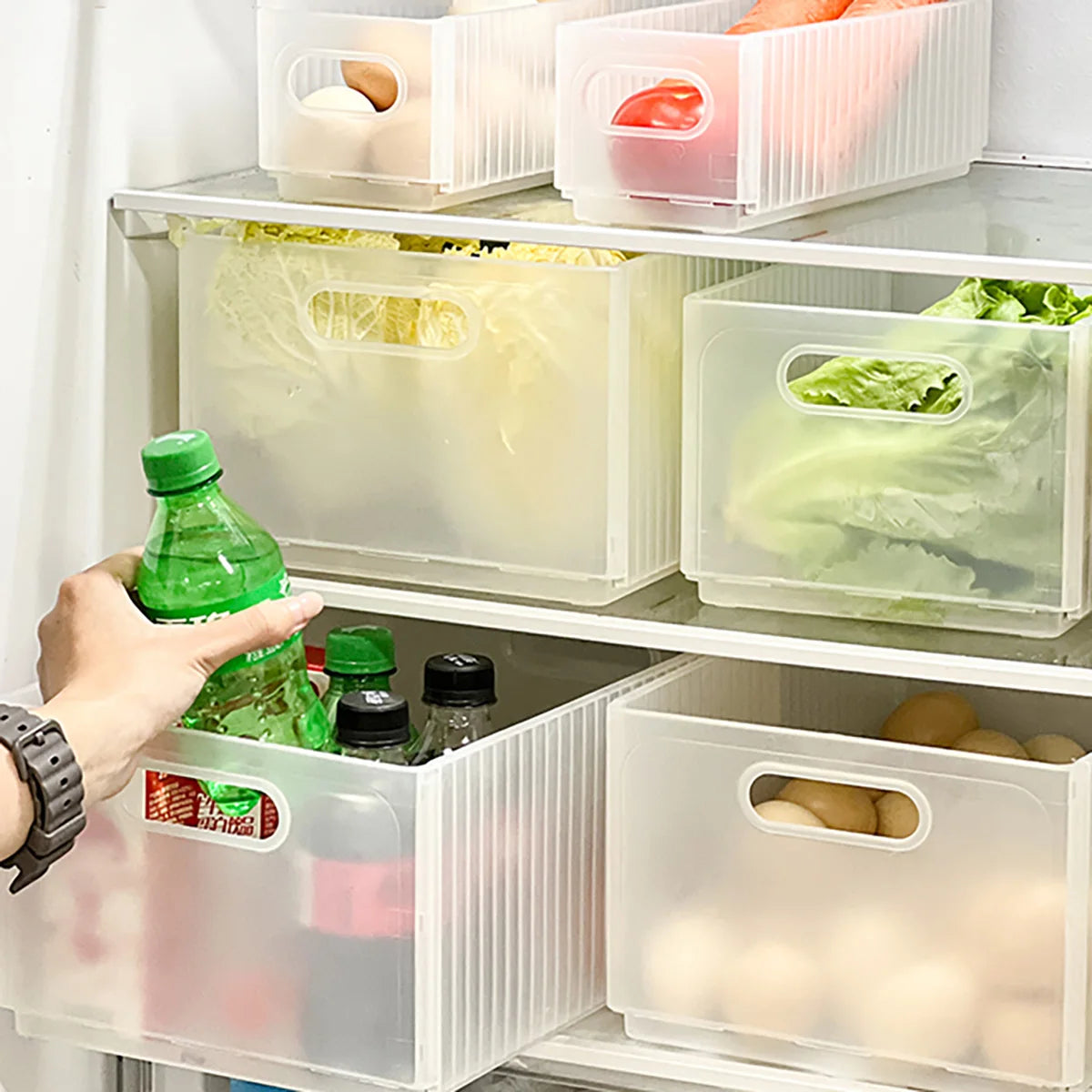 WORTHBUY Folding Fridge Organizer – Pull-Out Fruit & Veggie Box