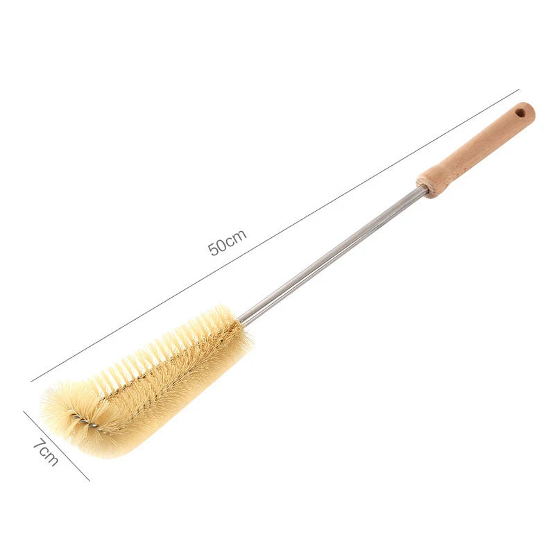 Wooden Long Handle Bottle Brush – Glass & Steel Scrubber Tool