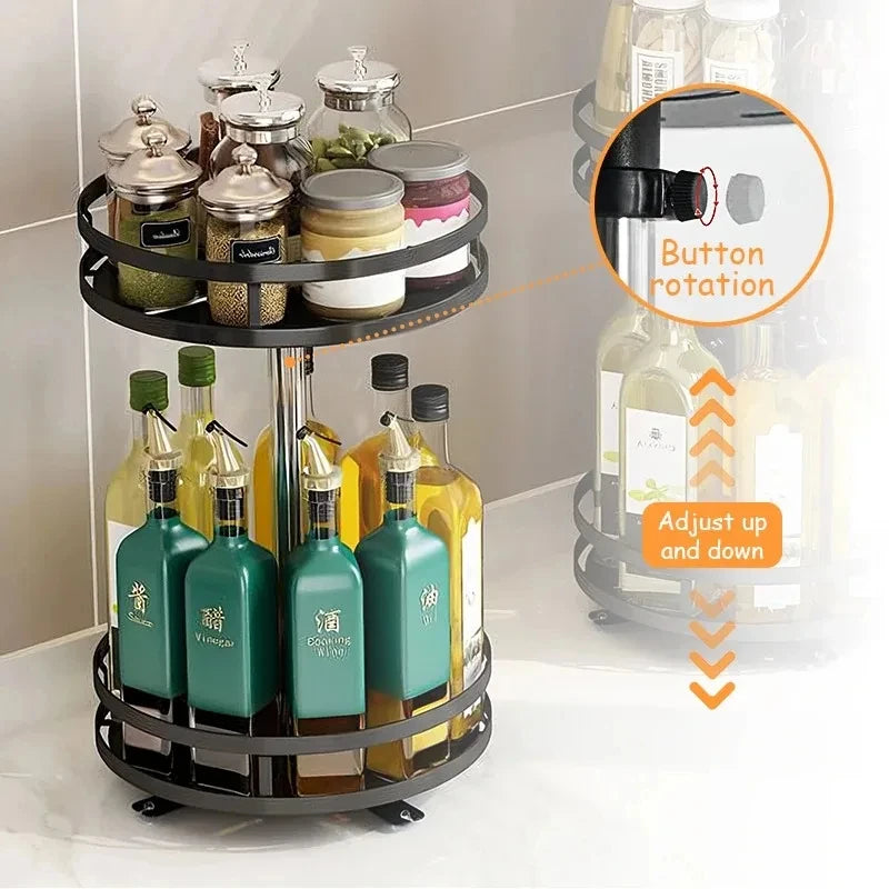 360° Rotatable Kitchen Spice Rack – Clean Storage Turntable Organizer