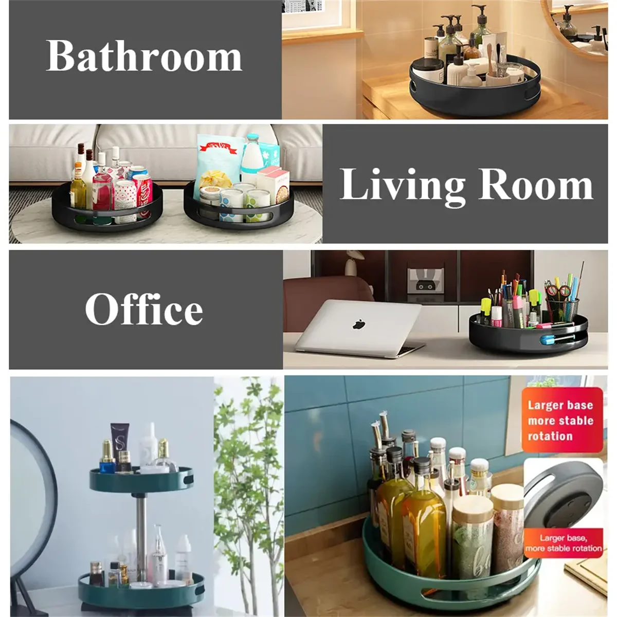 360° Rotatable Kitchen Spice Rack – Clean Storage Turntable Organizer