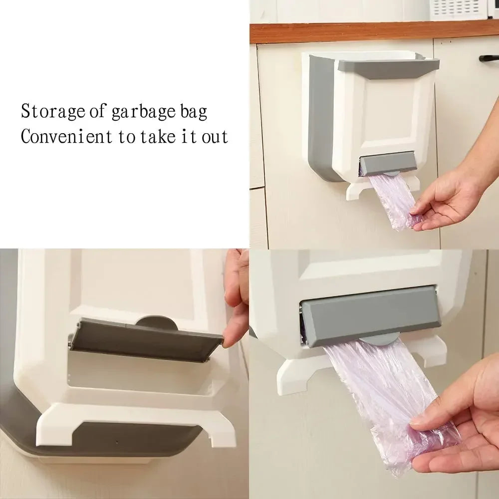 7L/10L Collapsible Wall Mounted Trash Can – Hanging for Kitchen