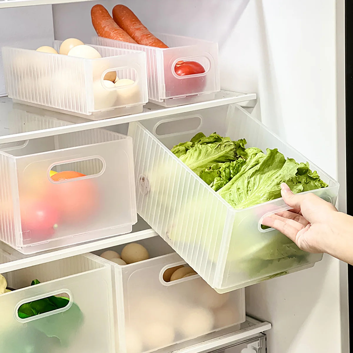WORTHBUY Folding Fridge Organizer – Pull-Out Fruit & Veggie Box