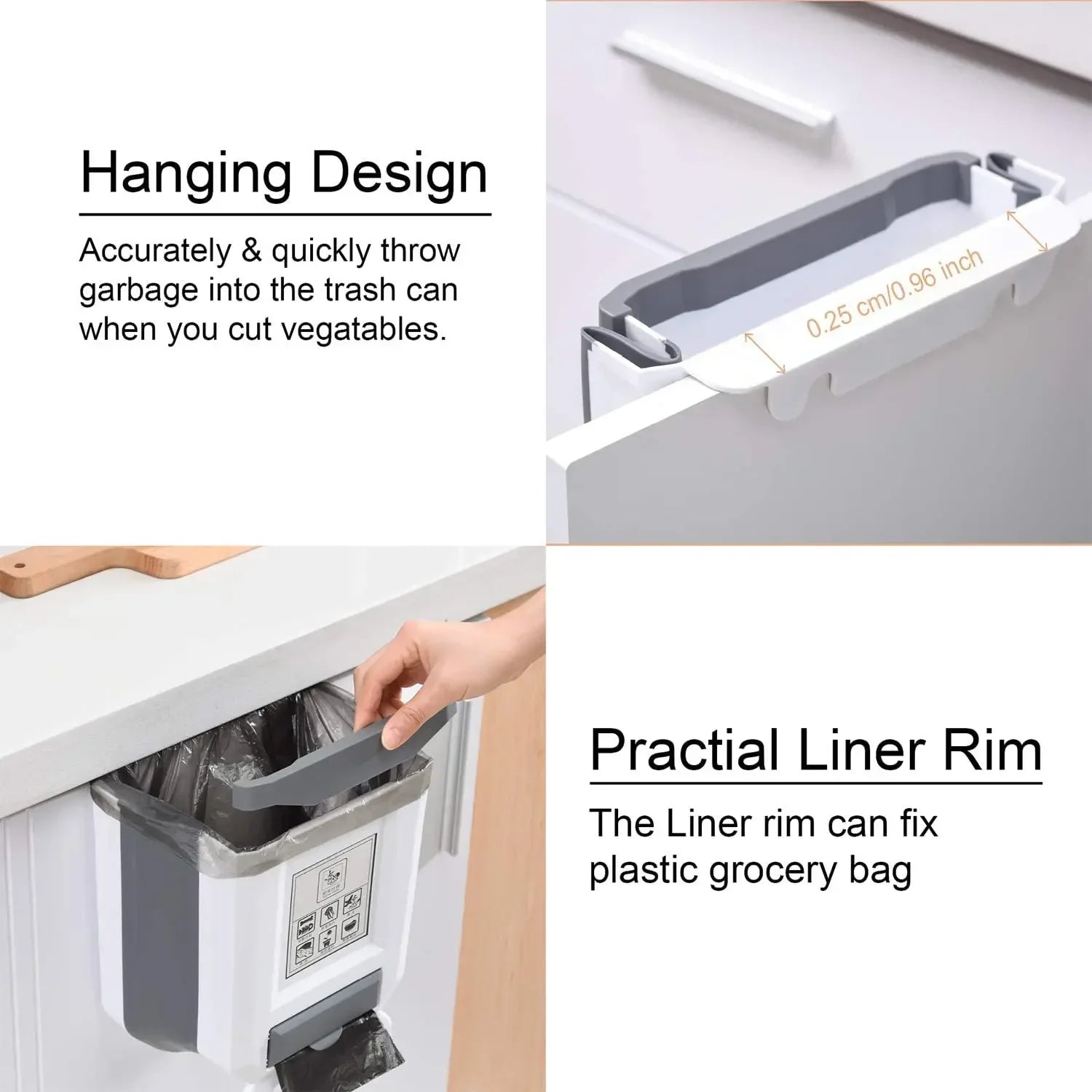7L/10L Collapsible Wall Mounted Trash Can – Hanging for Kitchen