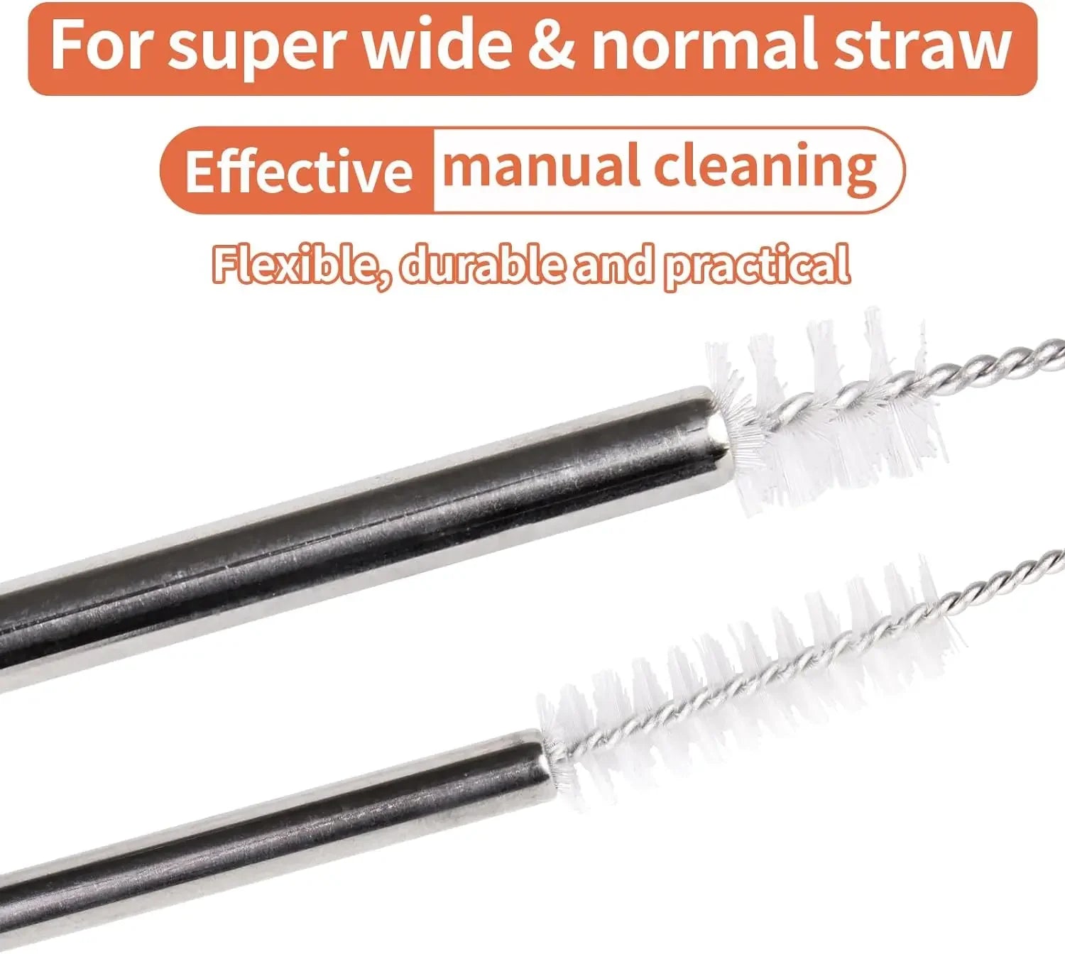 Straw Cleaning Brush Kit – Nylon & Steel Long Brushes for Bottles