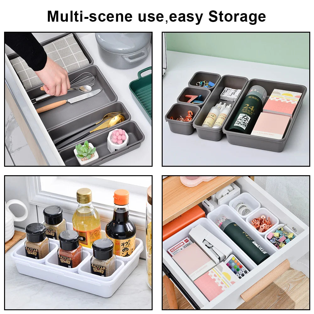8pc Adjustable Drawer Organizer – Makeup & Kitchen Divider Tray Set