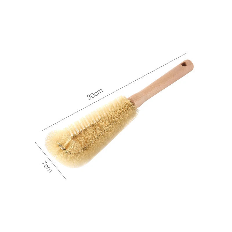 Wooden Long Handle Bottle Brush – Glass & Steel Scrubber Tool