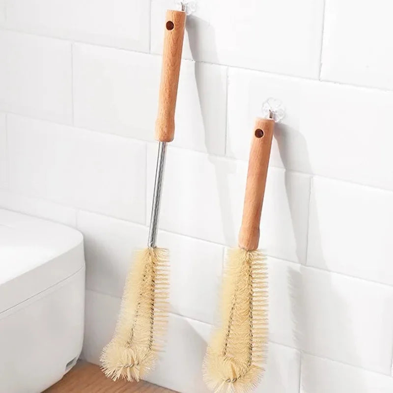 Wooden Long Handle Bottle Brush – Glass & Steel Scrubber Tool