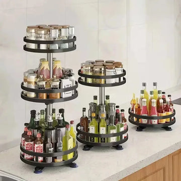 360° Rotatable Kitchen Spice Rack – Clean Storage Turntable Organizer