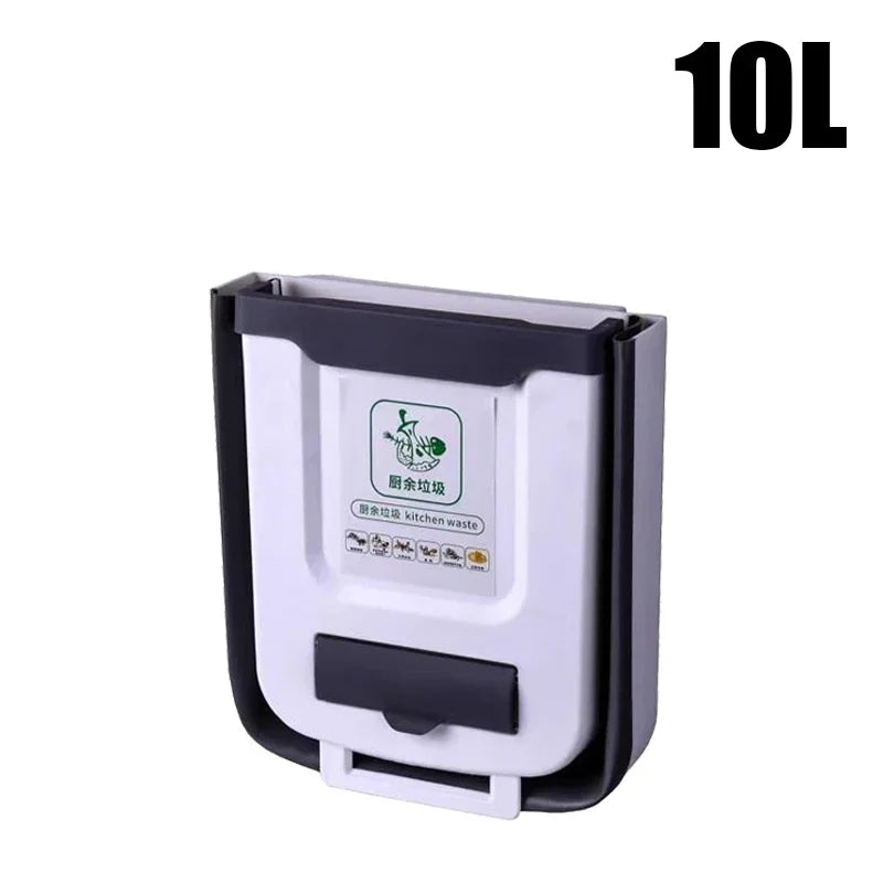 7L/10L Collapsible Wall Mounted Trash Can – Hanging for Kitchen